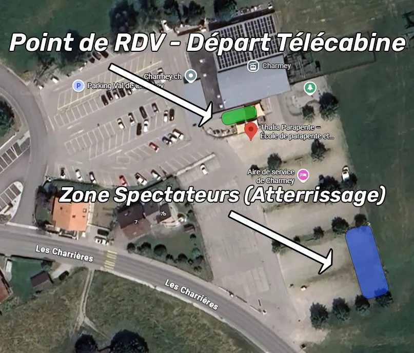 Plan  maps du point de rendez-vous et de la zone spectateur