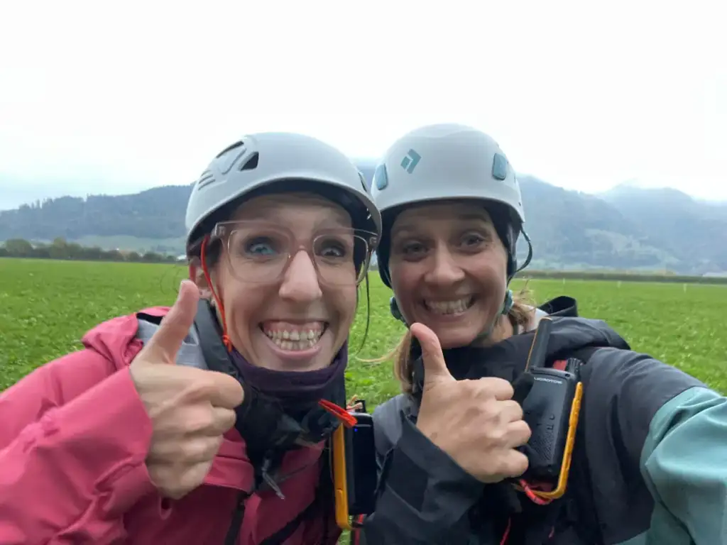 Premier vol autonome d’Aline après sa progression en parapente